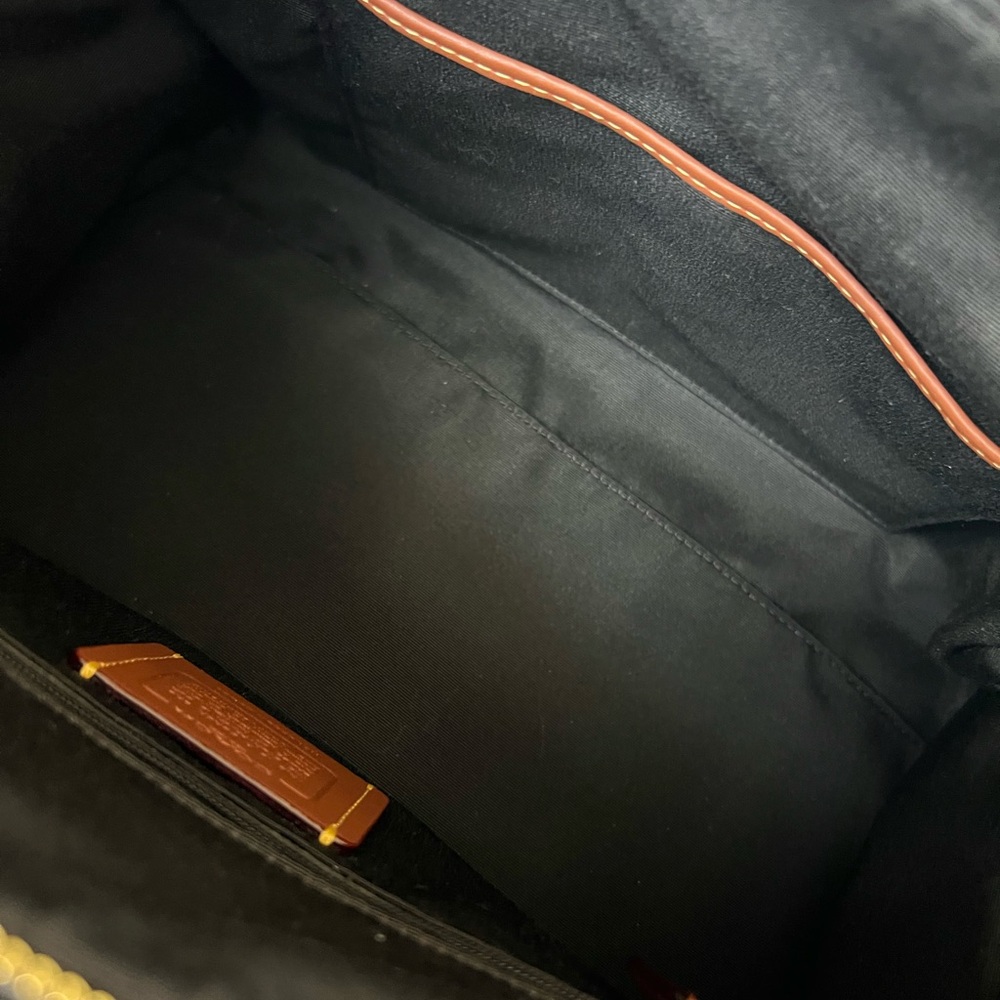 COACH Black Embossed Leather Satchel with Gold Hardware and coach charms - Picture 11 of 12
